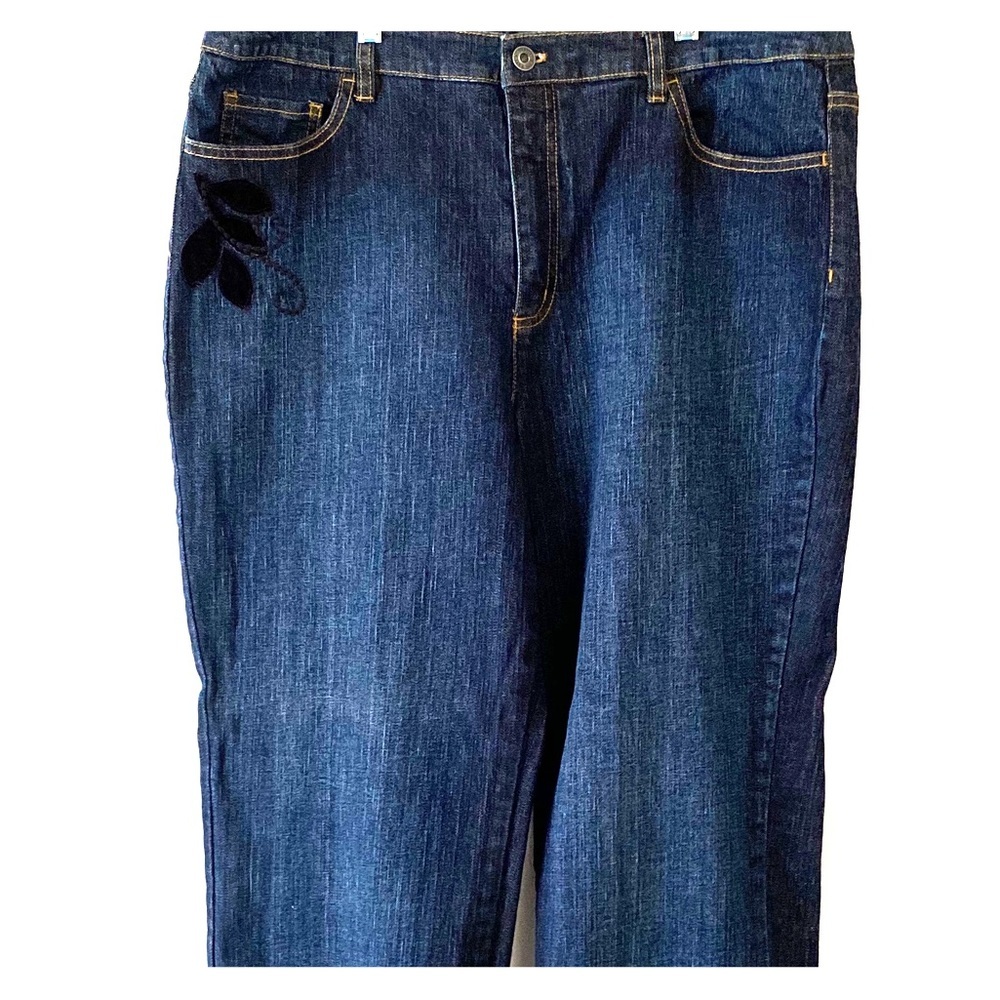 Talbots Blue Straight Leg Jeans with Black Embroidery